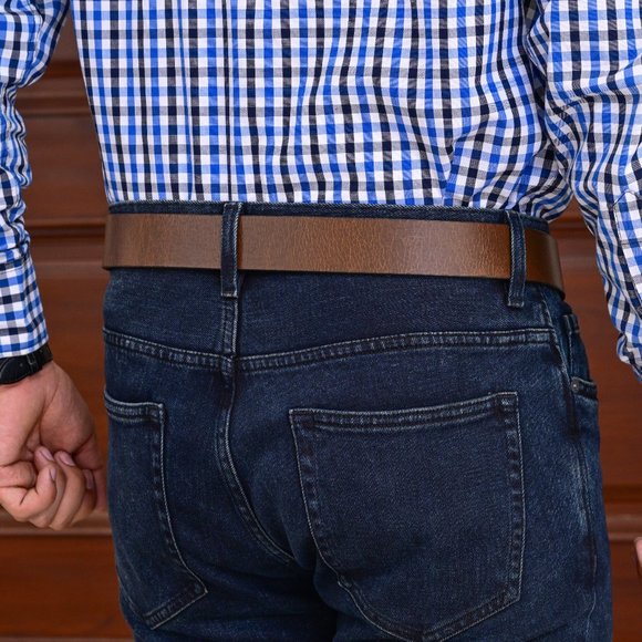 Mens Leather Belt Vintage Olive Brown Pull-Up Leather - Free Personalization - Picture 8 of 15